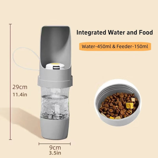 Portable pet Water Bottle with Food Storage
