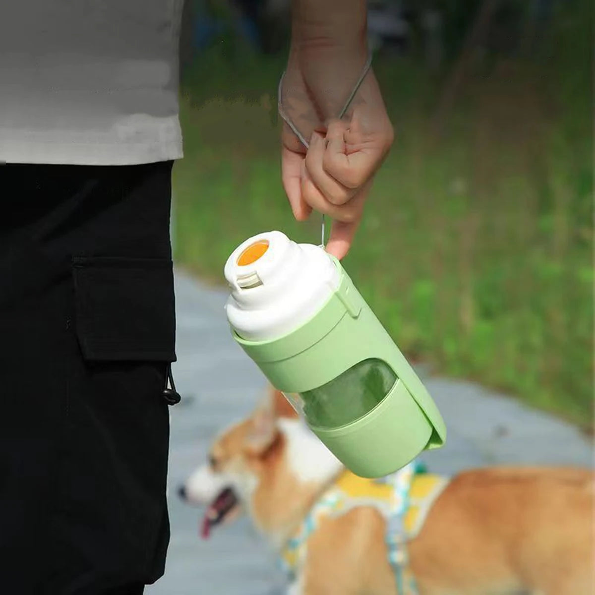 Portable pet Water Bottle with Food Storage