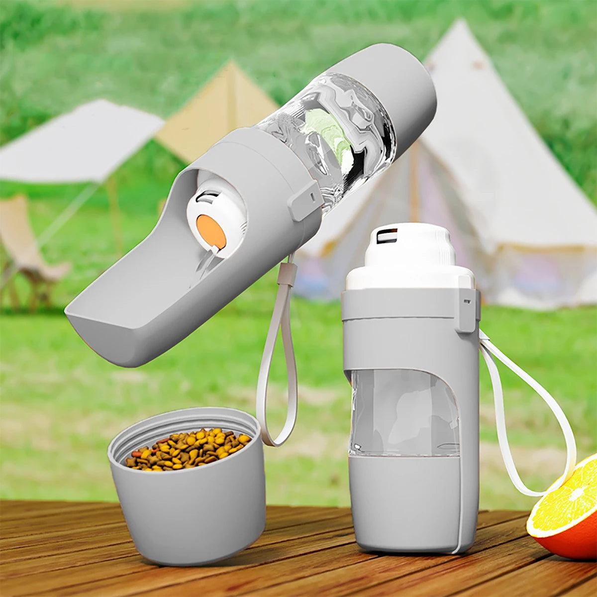 Portable pet Water Bottle with Food Storage