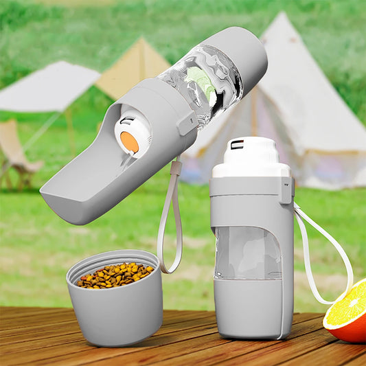 Portable pet Water Bottle with Food Storage
